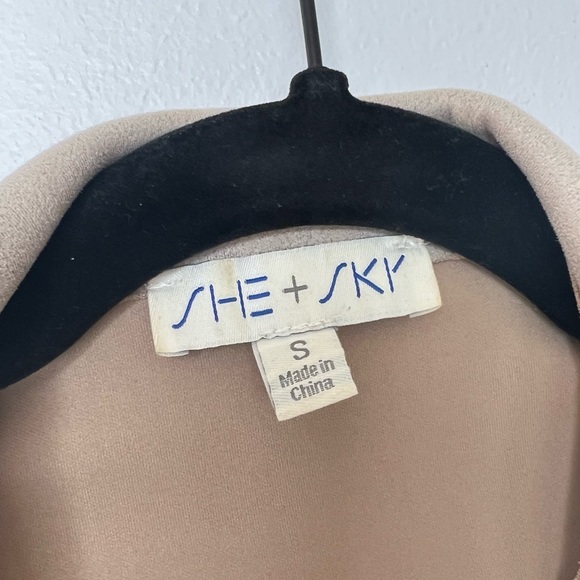 She + Sky Suede Jacket in Tan - Women’s Small Fall Transition Jacket Faux Suede - Picture 5 of 6